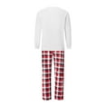 thumbnail image 4 of Elippeo Christmas Family Pajamas Matching Set Letter Santa Hat Print Long Sleeve Tops and Plaid Pants Sleepwear, 4 of 10