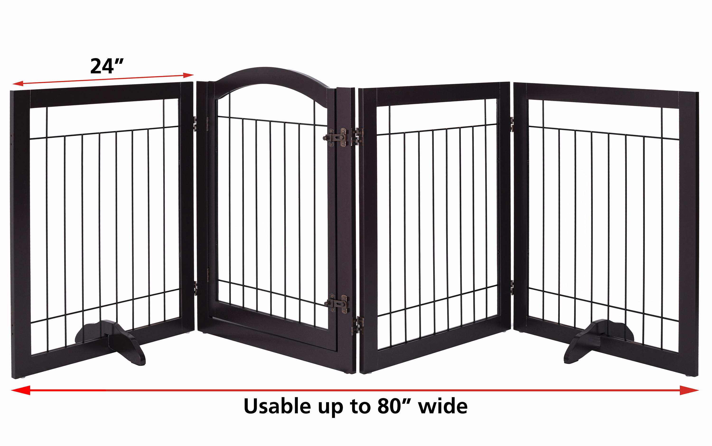 PAWLAND 96-inch Extra Wide 30-inches Tall Dog gate with Door Walk Through, Freestanding Wire Pet Gate for The House, Doorway, Stairs, Pet Puppy Safety Fence, Support Feet Included(Espresso) - image 5 of 6