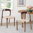 thumbnail image 5 of MAYEERTY Walnut Set of 2 Modern Ash Wood Stackable Dining Chairs, Fully Assembled for Home, 5 of 7