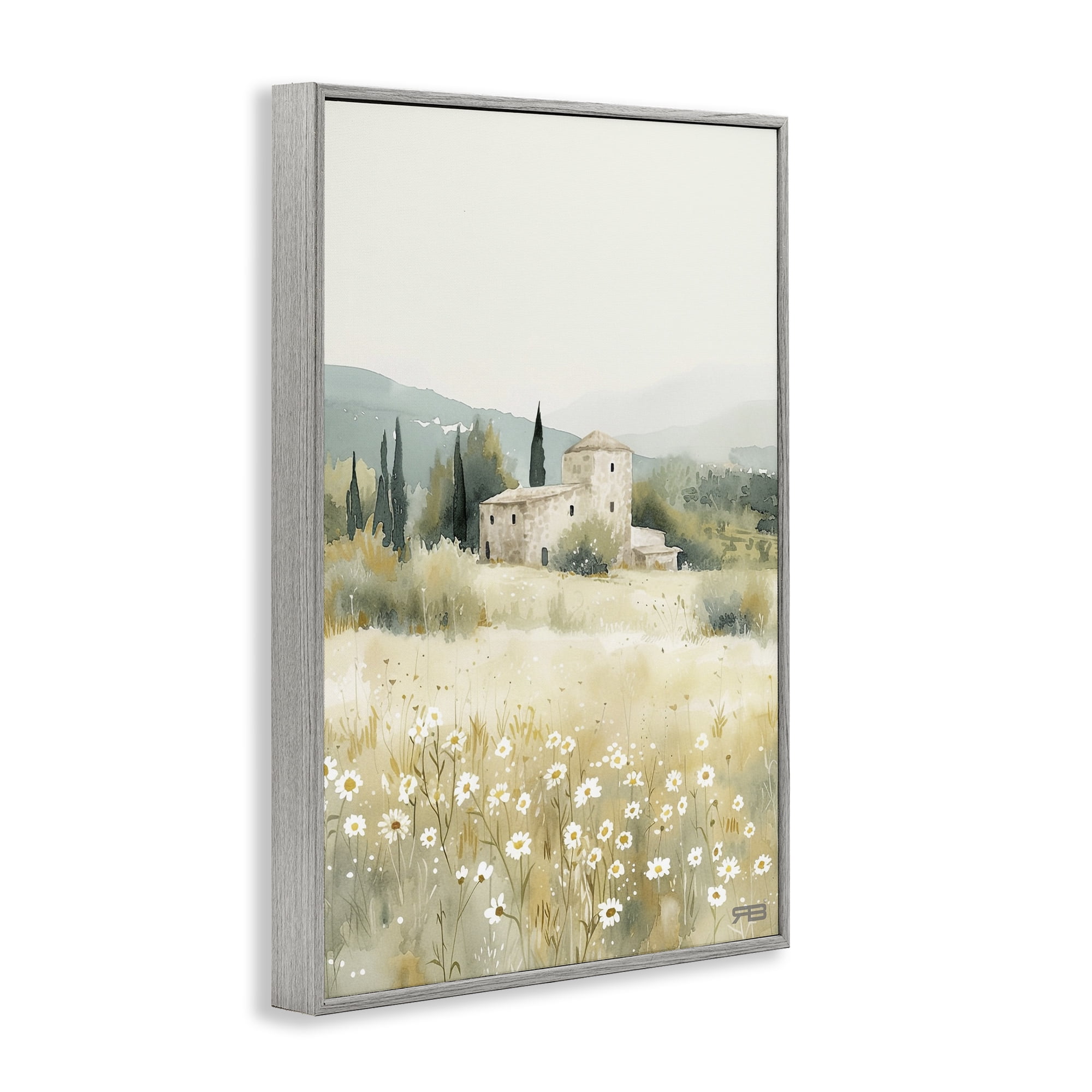 Stupell Industries Nu Horizon Countryside Landscape Painting Gray Framed Art Print Wall Art, 20 x 30