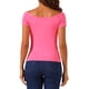 thumbnail image 3 of INSPIRAR CHIC Estilo Blusa de Mujer de Manga Corta Off the Shoulder Longitud de Cadera S Color Sólido Rosa Fucsia, 3 of 6