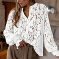 thumbnail image 2 of Long Sleeve Shirts for Women Casual Lace Blouse - Long Sleeve Button Up Top Trendy Fall Fashion Nylon Spandex Blend Shirts for Women Womens Blouses, 2 of 9