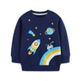 thumbnail image 2 of Spazoro Toddler Boys Sweatshirts, Long Sleeve Casual Round Neck Rocket Print Tops for Child Kids Boys Blue Size 2T, 2 of 6