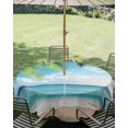 thumbnail image 3 of Outdoor Tablecloth with Umbrella Hole Zipper Summer Beach Round Tablecloth 54" Waterproof Outside Table Cloth Ocean Tropical Palm Tree Seaside Landscape Patio Table Cover Tablecloths for Picnic Party, 3 of 8