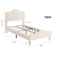 thumbnail image 2 of Kicctian Twin Size Bed with Adjustable LED Headboard & Velvet Princess Platform,Wood Slats Support, No Box Spring Needed, White, 2 of 4