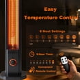 thumbnail image 3 of THAILE 40" Steel Tower Space Heater, 1500W 8-Speed Thermostat with 8H Timer, Remote & Safety Protection, Black for Large Room Indoor Outdoor Use, 3 of 9