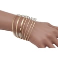 thumbnail image 2 of Women Gold Metal Cuff Bracelet Jewelry Fashion Stripes Fan, 2 of 6