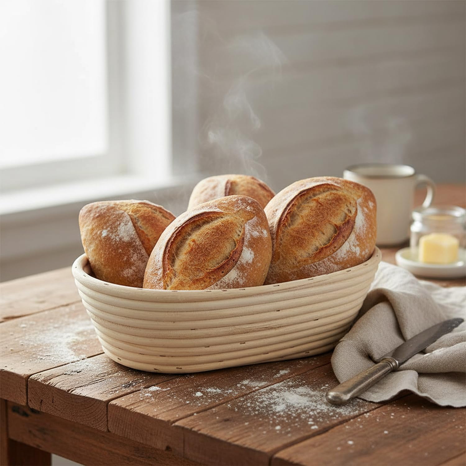 12 Pack 12" Wide Oblong Banneton Proofing Baskets – Premium Artisan Rattan Bread Proofing Basket Set for Sourdough, Baguettes & Dough Rising – Bulk Supply for Home & Bakery