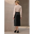 thumbnail image 5 of DARING DIVA Women's Faux Leather High Waist Knee Length Skirts M Black, 5 of 7
