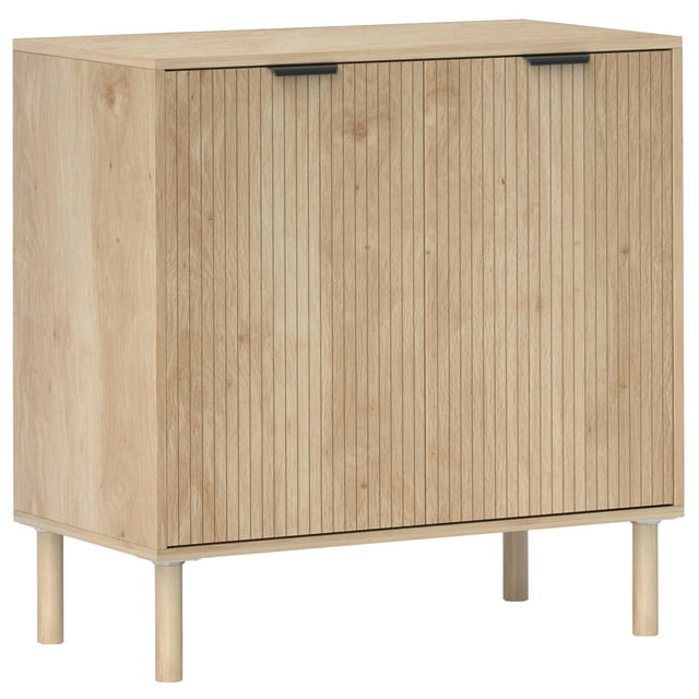 HOMCOM Accent Cabinet, Storage Cabinet with Adjustable Shelf, Oak