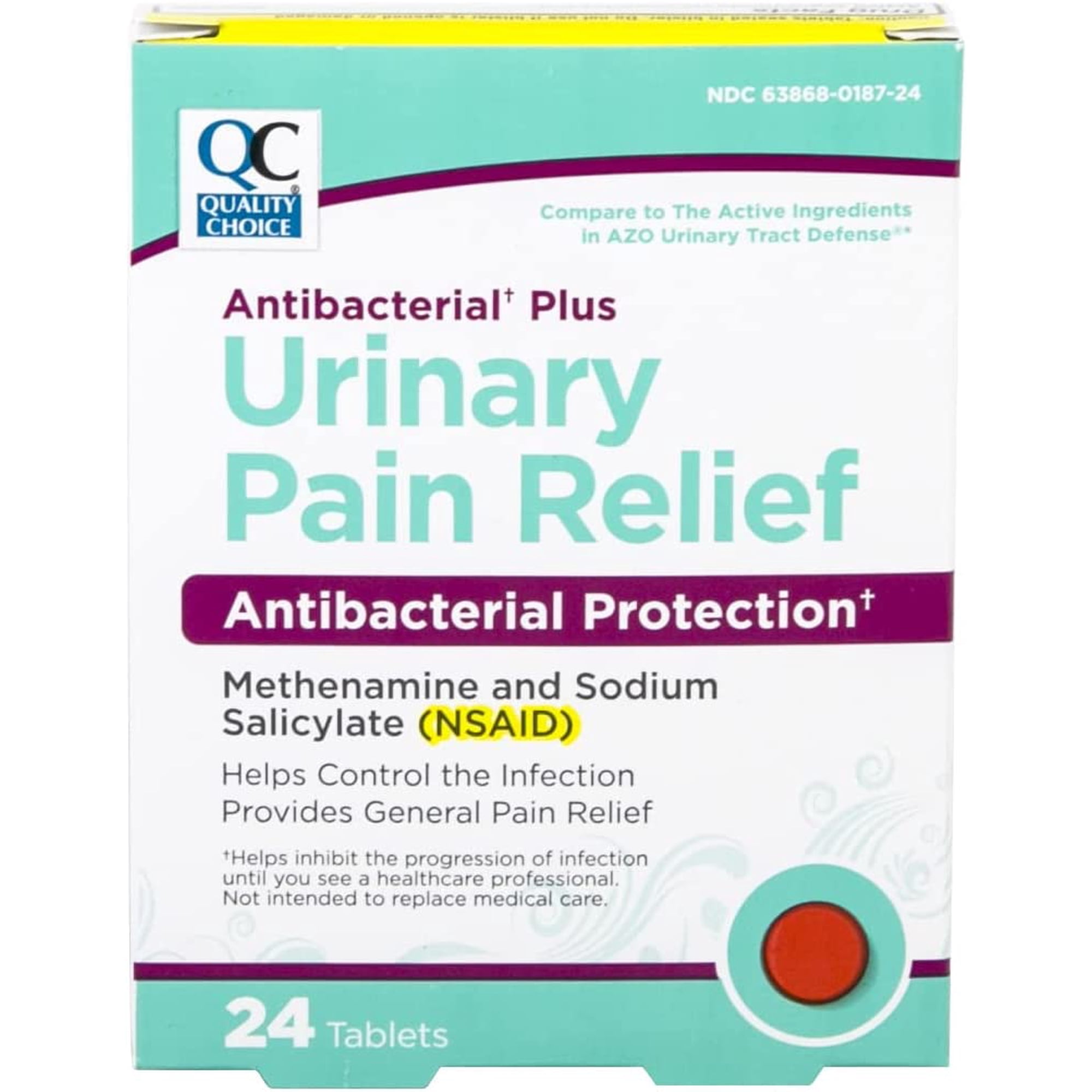 Quality Choice Urinary Pain Relief, Urinary Tract Protection, Helps Cwith Symptoms of (UTI) Until You Can See a Doctor. 24 Tablets