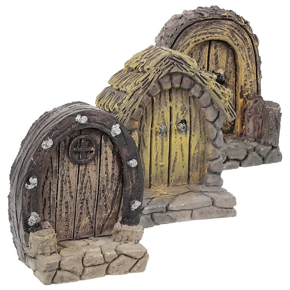 3 Pcs Resin Simulated Small Wood Decor Fairy Doors for Trees Outdoor Garden Crafts Ornament