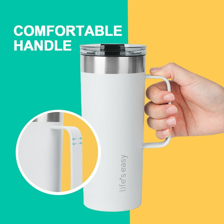 Life’s Easy - Stainless Steel Mug with Handle, Vacuum Insulated Mug for Hot and Cold Drink, Leak-Proof, Spill-Proof, Black, 20 oz
