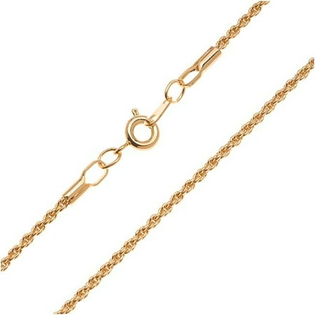 22K Gold Plated Rope Chain Necklace With Clasp -1.8mm / 16 Inches
