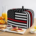 thumbnail image 2 of Toaster Cover 2 Slice, Red American Flag Dustproof Bakeware Oven Protector with Top Hook, Black White Striped US Flag Stars Waterproof Small Kitchen Appliance Toasters Dust Cover, 11"x6"x8", 2 of 9