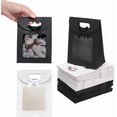 thumbnail image 1 of 24 bolsas de regalo con ventana transparente, de papel kraft blanco y negro, con asas y lazo decorativo., 1 of 7