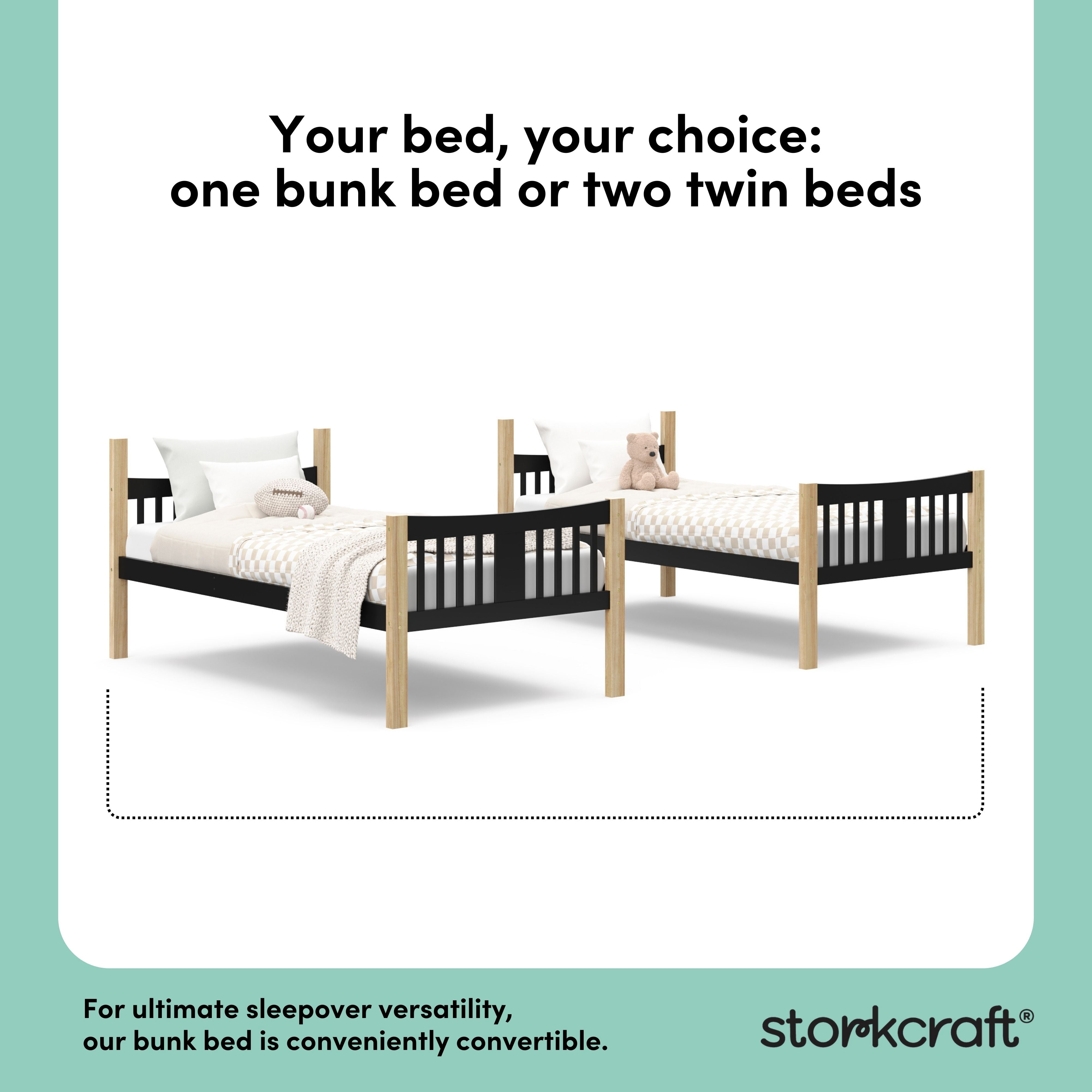 Storkcraft Caribou Twin over Twin Bunk Bed, Black with Natural