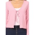 thumbnail image 5 of MOA COLLECTION Women's Long Sleeve Deep V Neck Open Front Tie Up Crop Rib Knit Cardigan, 5 of 6