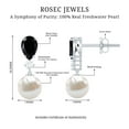 thumbnail image 6 of Rosec Jewels Freshwater Pearl Drop Earrings with Black Onyx and Moissanite for Women - AAA Grade, 925 Sterling Silver, 6 of 7