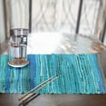 thumbnail image 7 of Perilla Home Natural Chindi Jute Placemats Set of 4 Vintage Boho 13x19 Inch Table Mats for Kitchen Dining Home Decor Rectangle Turquoise Stripe Rustic Placemat, 7 of 7