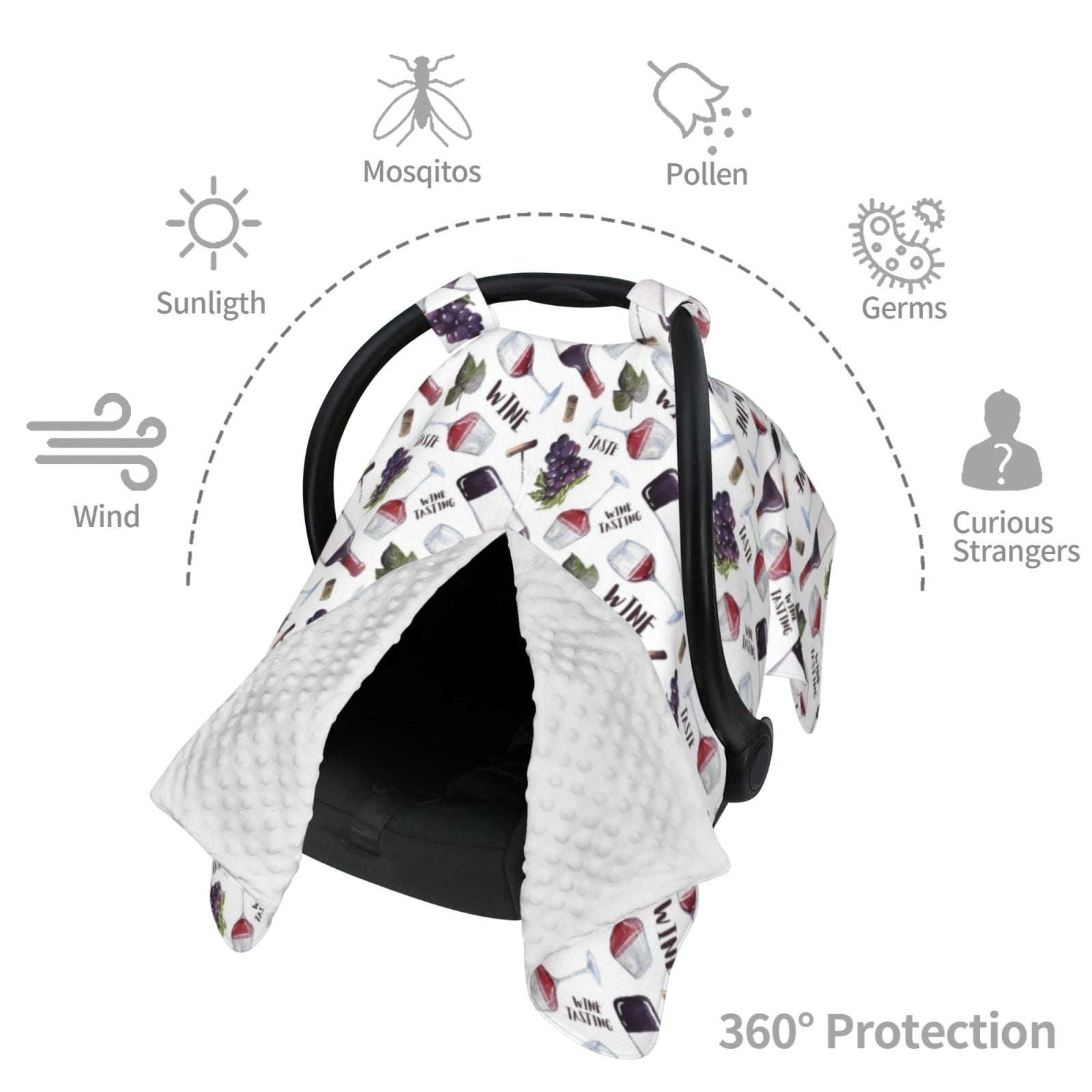 Car Seat Cover Baby - Wine Glasses2 Breathable Infant Car Seat Cover for Baby Carseat, Lightweight Comfort Baby Essentials Must Haves Newborn Stuff for Girl Boy