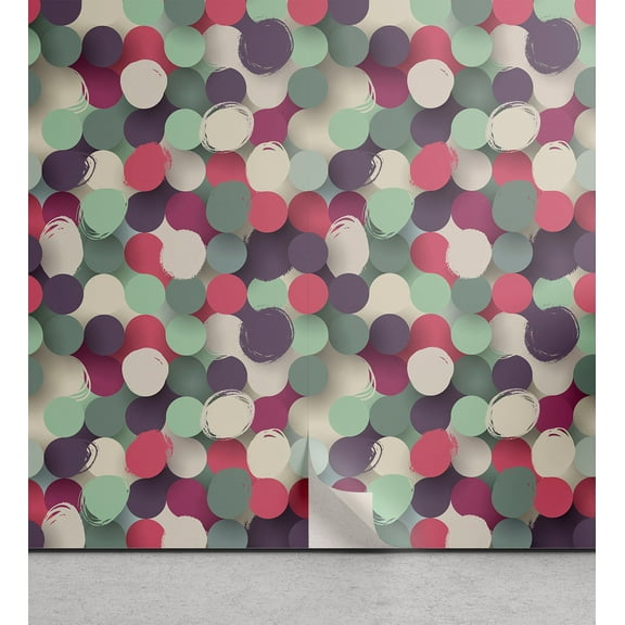 Ambesonne Retro Peel & Stick Wallpaper for Home, Pastel Color Brushstrokes, 13"x36", Multicolor