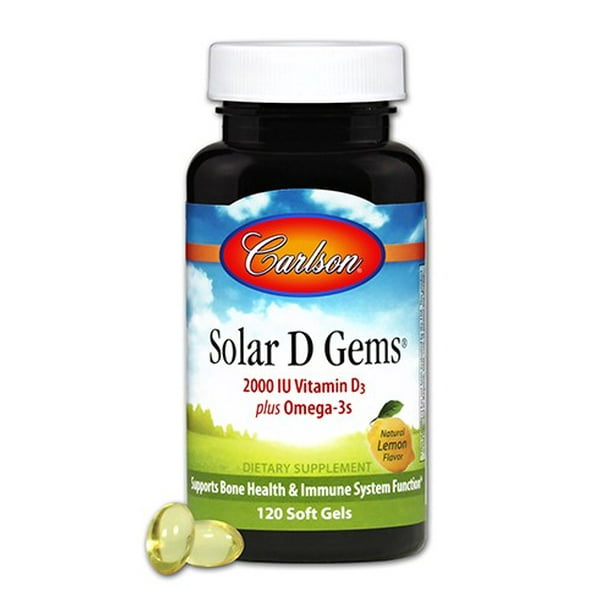 Carlson Solar D Gems Vitamin D3 2000 IU Softgels, 120 Ct