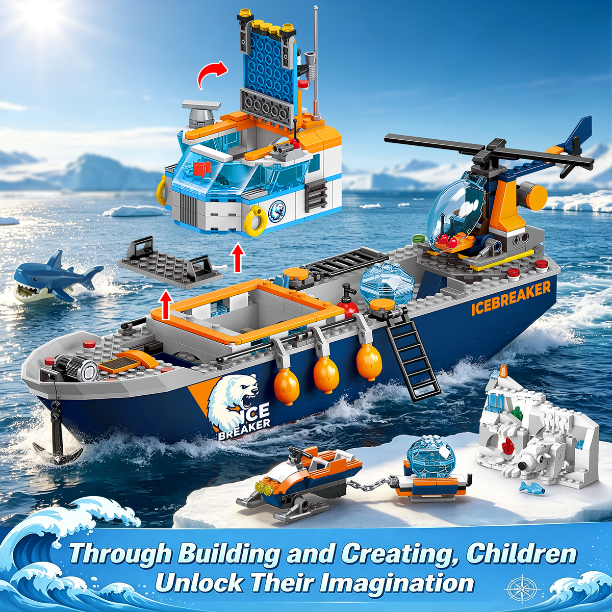 TERRAMUS Ocean Arctic Explorer Ship Building Set, 482 Pieces photo 4