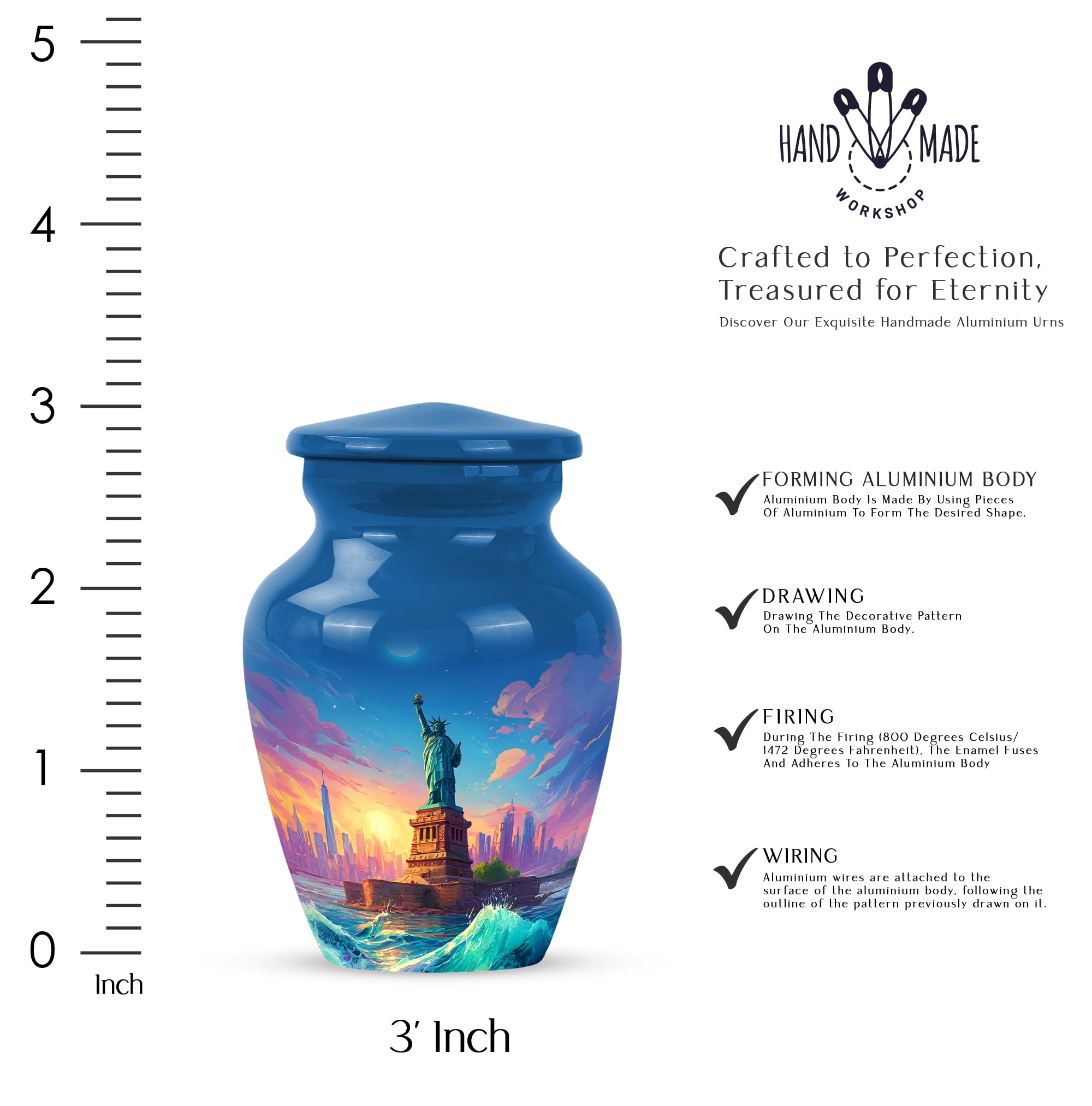 Mini Liberty Keepsake Urn, Mini Urns For Human Ashes, Keepsake Urns For Human Ash, Burial Urns For Adult Human Ashes, Size 3 Inch Pack Of 4