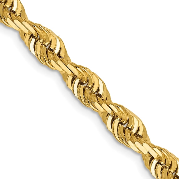 14K Yellow Gold 5.0mm D/C Quadruple Rope Chain (22 X 5) Made In Peru qtr040-22
