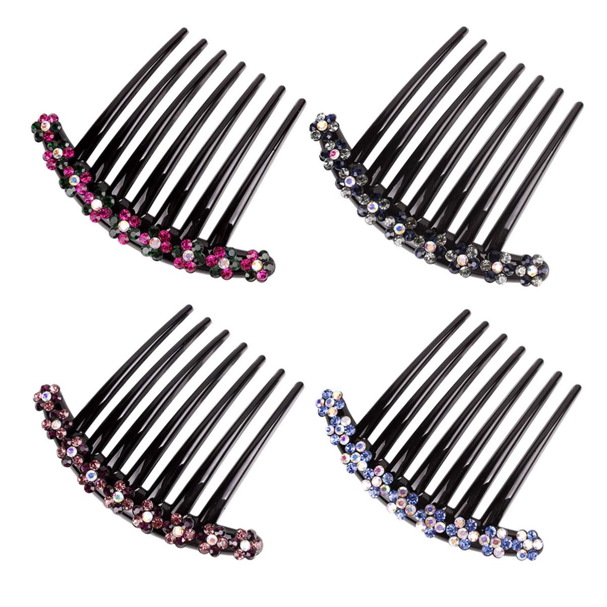 Minkissy Plastic Hair Side Comb Crystal Flower Hair Comb 7 Tooth French