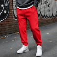 thumbnail image 3 of WULMLEO Men's Tapered Jogger Sweatpants Drawstring Waist with Pockets Cotton Athletic Lounge Pants Red L, 3 of 9