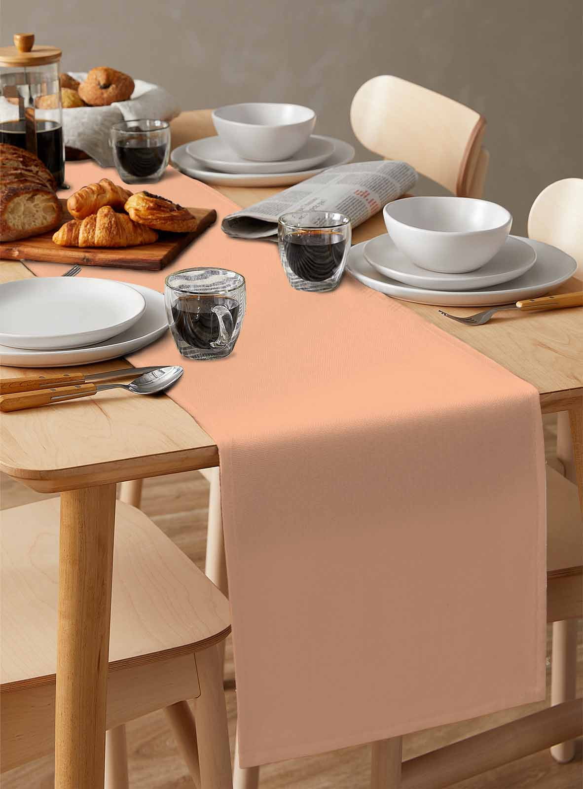 Peach Fuzz Table Runner Modern Pure Peach Fuzz Tablerunners 13 x 108 Inch, Table Decorations Tabletop Scarf for Summer Gathering Holiday Farmhouse Kitchen Dining Decor