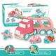 thumbnail image 3 of Juego de juguetes para autos portadores (5 en 1) con luces y sonidos Juguete rosa para niñas y niños pequeños Camión de transporte de doble capa accionado por fricción con vehículos de dibujos animado, 3 of 7