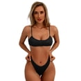thumbnail image 2 of BONIXOOM Womens Swimsuits Underwire Elastic Solid Bikinis Bikini Summer Swimwears on Clearance Black Size 4, 2 of 8