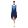 thumbnail image 3 of Kaerm Women Long Sleeve Gradient Color Rhinestone Figure Skating Dress Blue M, 3 of 6