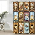 thumbnail image 5 of Coffee Cup Shower Curtain, 72" x 72", Theme Vintage Plaid Patchwork Farmhouse Waterproof Bathroom Curtain Washable Shower Curtain Set with 12 Hooks, 5 of 6