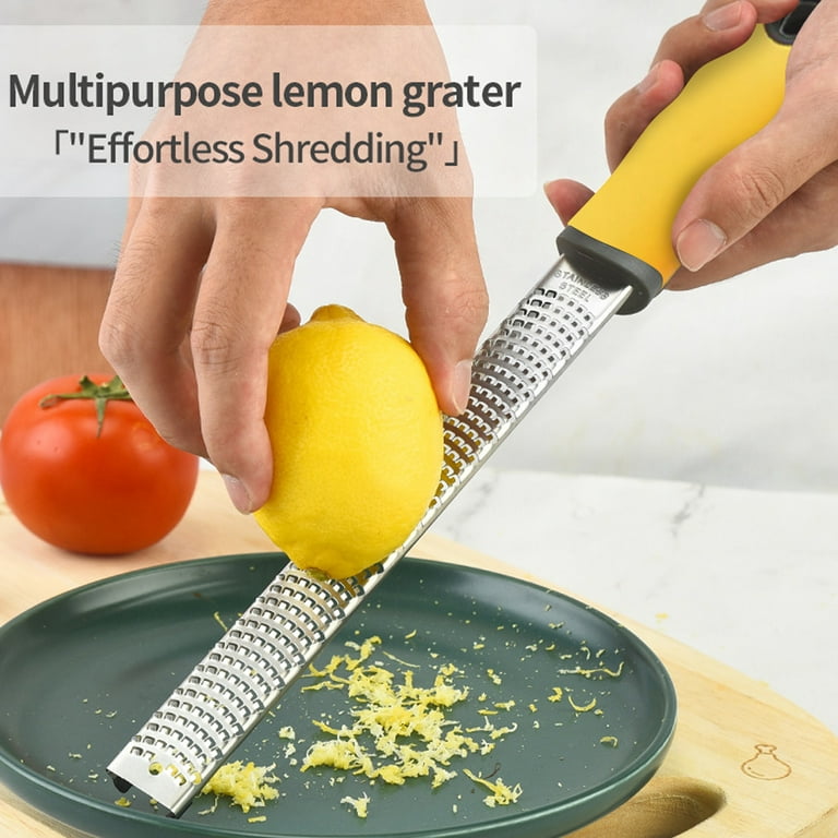 Cheese Grater Stainless Steele - A Sharp Tool for Parmesan Cheese, Ginger, Garlic, Nutmeg, Chocolate, VegetablesFruitsDishwasher Safe - Yellow