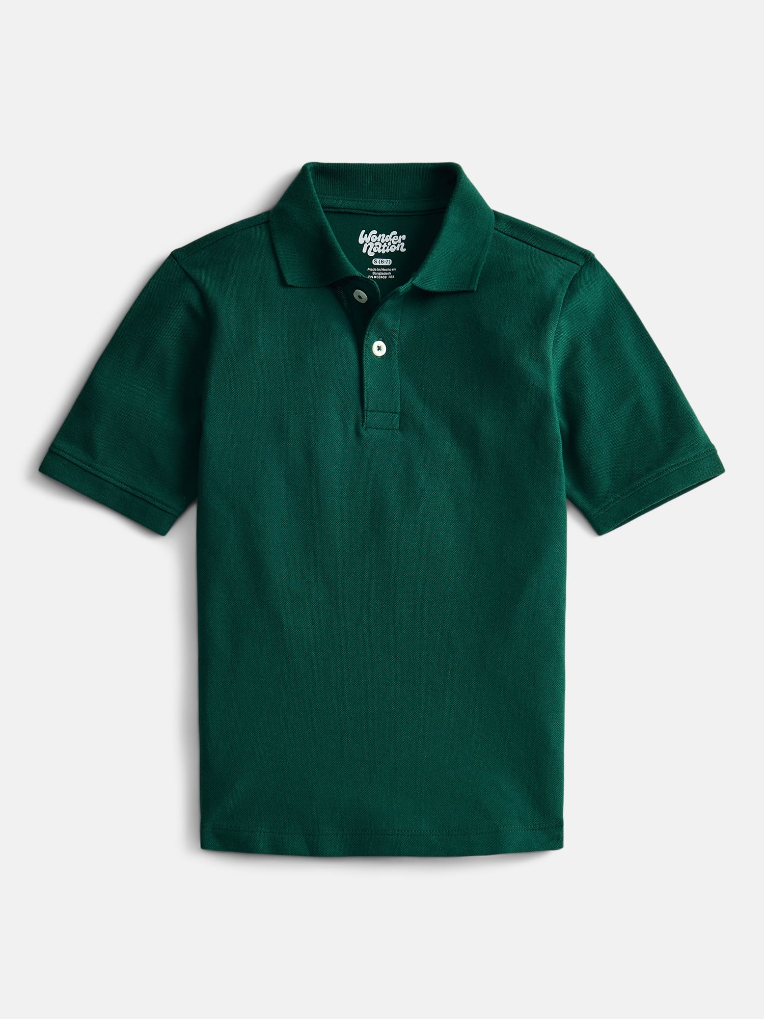 Wonder Nation Boys School Uniform Short Sleeve Pique Polo Shirt, 2-Pack, Size 4-18 & Husky