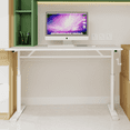 thumbnail image 2 of Tcbosik 23.6" - 35.4" Height Adjustable Stand Up Desk, Manual Standing Computer Desk with Crank Handle, 47.2" Gaming Table for Home Office, Easy Assembly, White, 2 of 10