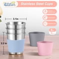 thumbnail image 3 of Vesteel 3 Pack 8oz Stainless Steel Cups, Stackable Metal Drinking Glasses with Silicone Sleeves, Unbreakable Pint Cup Tumblers for Home, Camping & Parties, Blue/Pink/Grey, 3 of 7