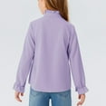thumbnail image 3 of YOUYEDIAN Girls Ruffle Long Sleeve Blouse Kids Button Down Uniform Dress Shirts Light Purple 6-7 Years, 3 of 3