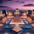 thumbnail image 6 of Acheng Louvre Pyramid Historical Palace Buildings Night Illumination Round Tablecloth Washable for Home Kitchen Outdoor Decoration 100% Polyester Fiber 31-35, 6 of 8