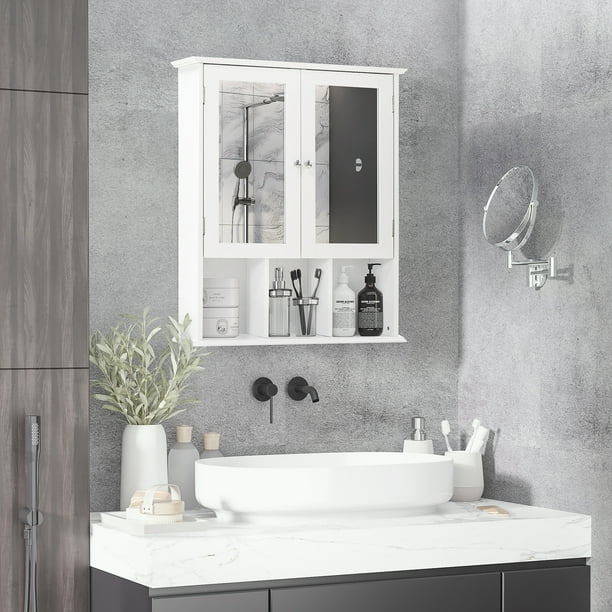 kleankin Wall Mounted Medicine Cabinet Bathroom Mirror Cabinet