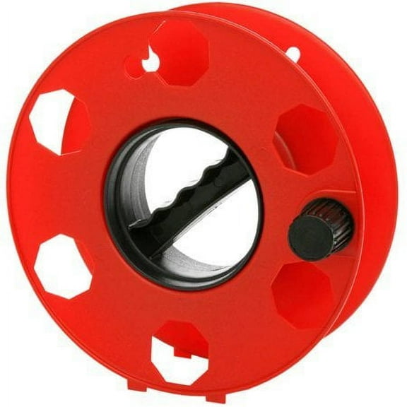 Woods E-102 Plastic Red Heavy Duty Tangle Free Cord Storage Wheel Easy Grip Handle 125-Foot