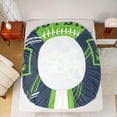 thumbnail image 5 of jejeloiu Rugby Game Queen Sheet Sets,Green Blue Helmet Bed Set For Football Gamer 4pcs, 5 of 7