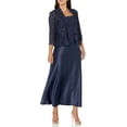 thumbnail image 1 of Alex Evenings Womens Plus Size Long A-Line Mock Dress with Jacket 14 Midnight, 1 of 6