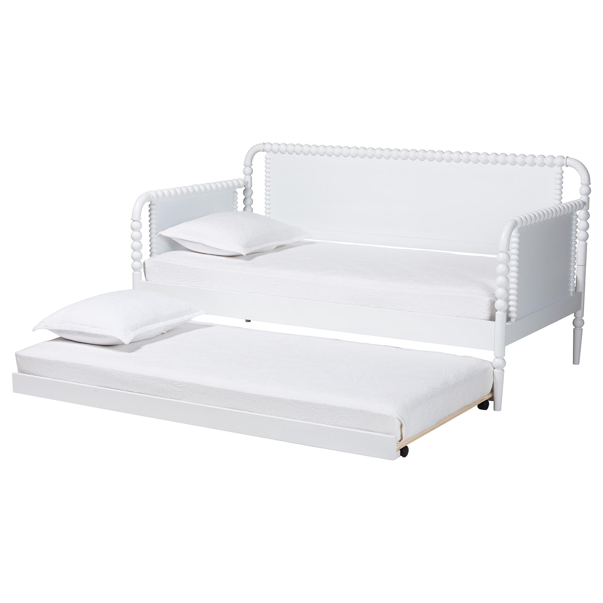 Baxton Studio Lucera Traditional Daybed with Trundle, Twin, White