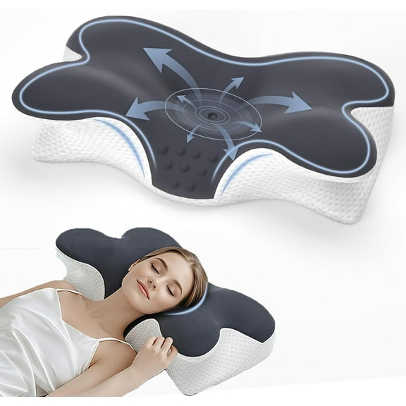 Cervical Neck Pillow for Neck Pain Relief,Contour Memory Foam Neck Support Pillow for Sleeping,Ergonomic Side Sleeper Pillow,Bed Pillows for Shoulder Pain for Back and Stomach Sleepers