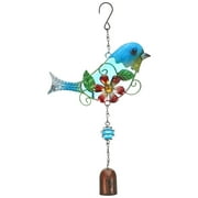 Bird Wind Chime Vintage Metal Glass Wind Bell Hanging Decoration Pendant